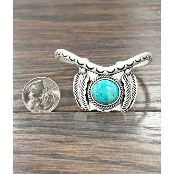 Turquoise Cuff Bracelet - Elegant Natural Stone Design, Western Boho, Ships in - Picture 4 of 10